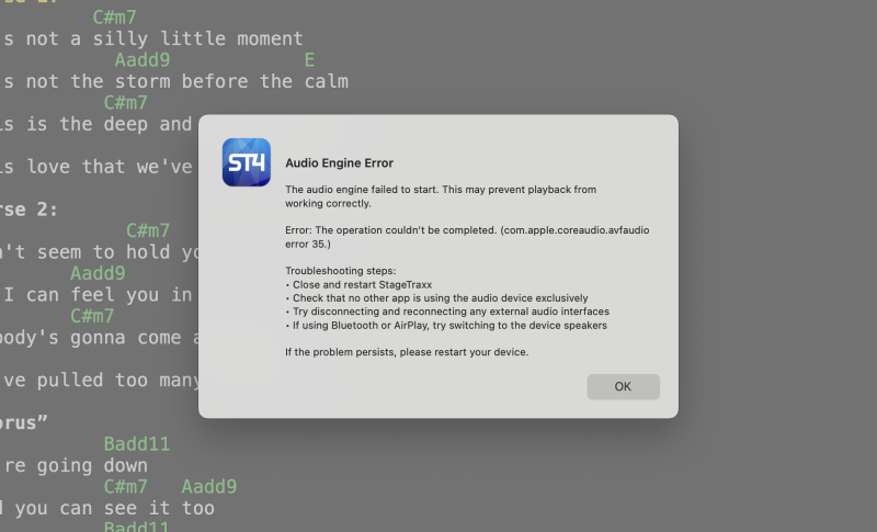 MAC Os error - Stage Traxx / Stage Cue Support